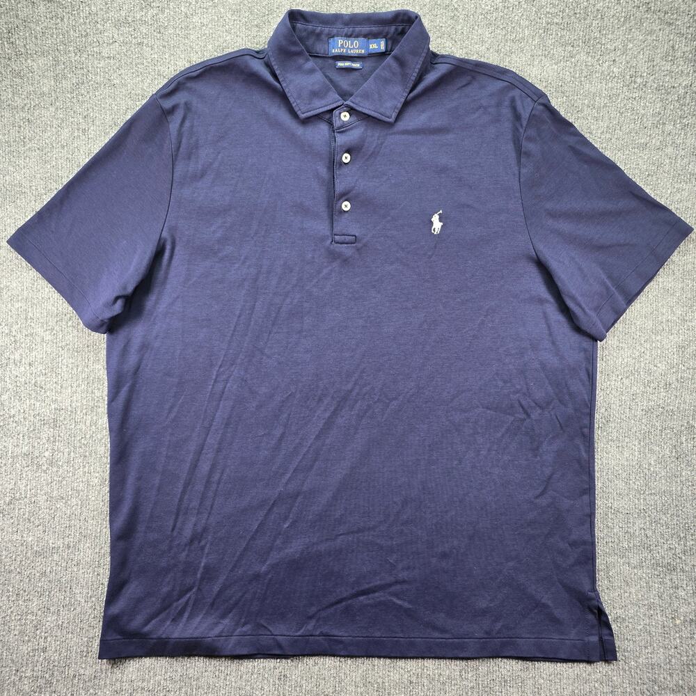 Polo Ralph Lauren Shirt Mens XXL Navy Blue Pima Soft Touch Cotton Short Sleeve